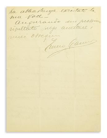 CARUSO, ENRICO. Autograph Letter Signed, to Gentile Signora, in Italian,